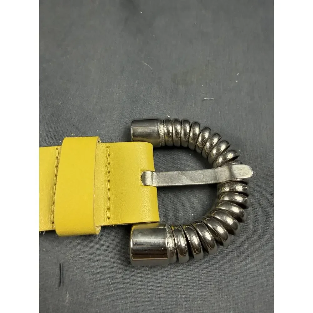 Vintage Omega Yellow Leather Statement Belt SizeML 4735